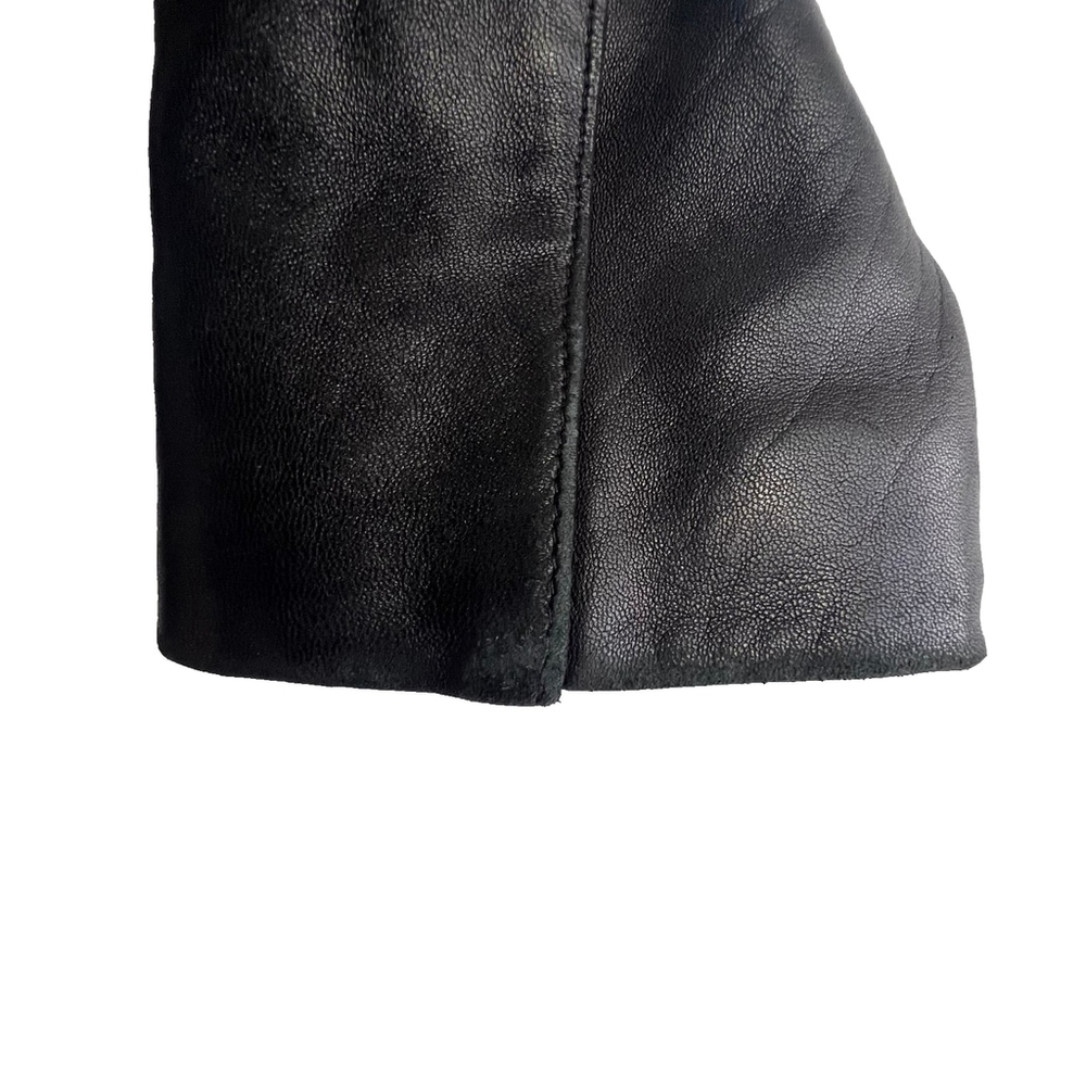 Marc New York Women L Black Genuine Leather Jacket Coat | Pockets, Lined 90s Lux - Picture 9 of 15